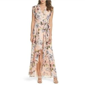 Floral Ruffle High/low Maxi Dress Pink women's size 16 New With Tags